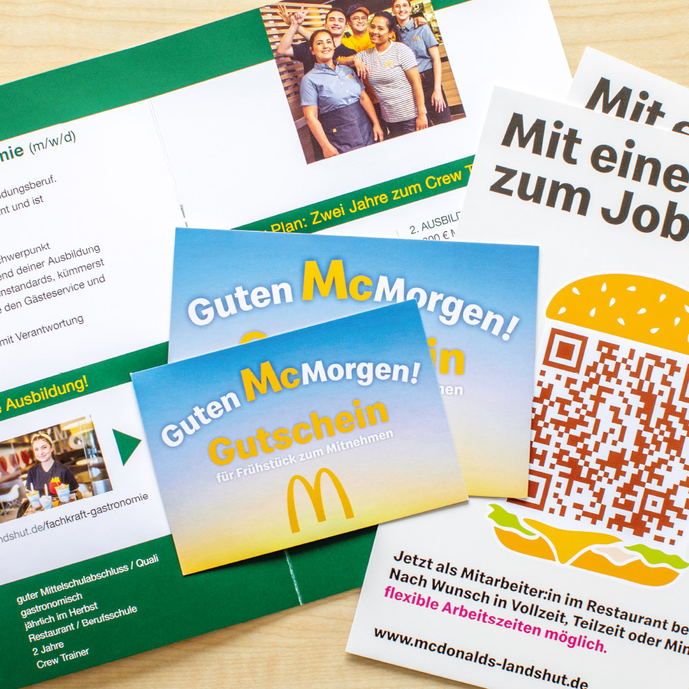 Flyer und Gutscheine gestaltet für McDonald's Landshut Flyer und Gutscheine gestaltet für McDonald's Landshut